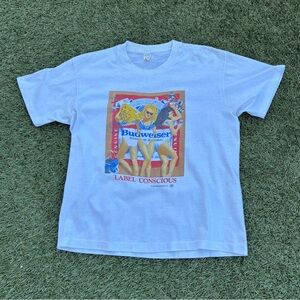 Budweiser White Tee with Colorful Graphic